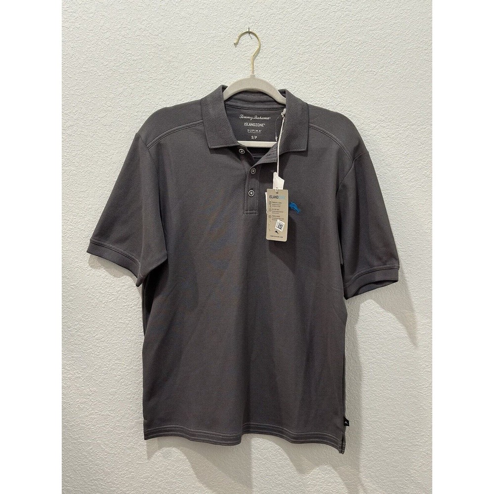 NWT Tommy Bahama Island Zone Supima Cotton Grey Polo Size Small